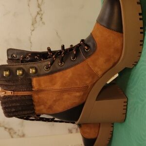 Leather/suede ankle boot